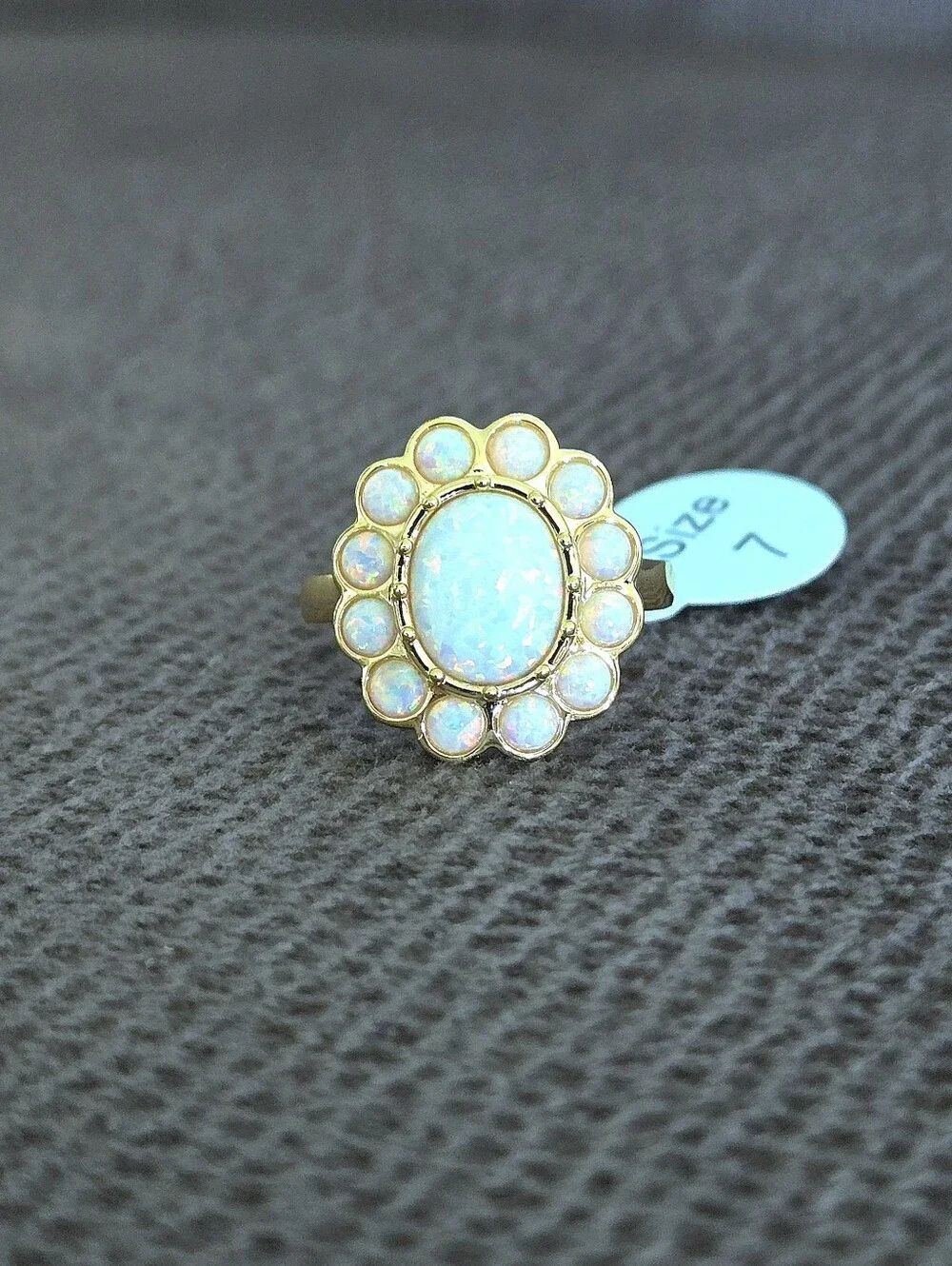 Prime Art & Jewel (PAJ) Oval Halo😇Lab🧪 Created Opal Ring💍 - NWT - Picture 12 of 16